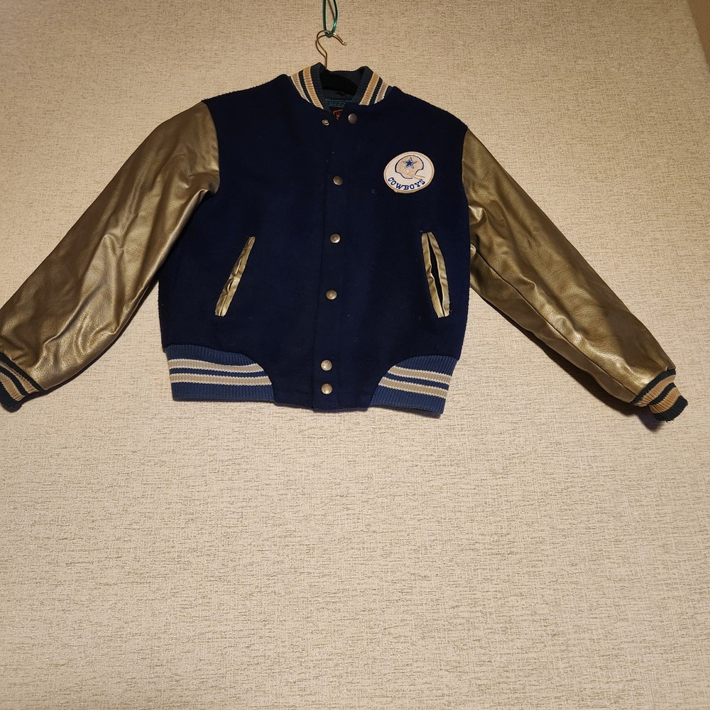 Sears NFL Varsity Jacket Boys 14 Navy Gold Dallas Cowboys Vintage Letterman